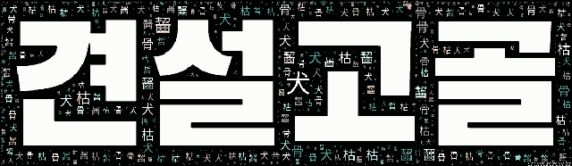 [워드 클라우드]: 견설고골 (犬齧枯骨): 개가 말라 빠진 뼈를 핥는다는 뜻으로, 음식이 아무 맛도 없음을 이르는 말.-35